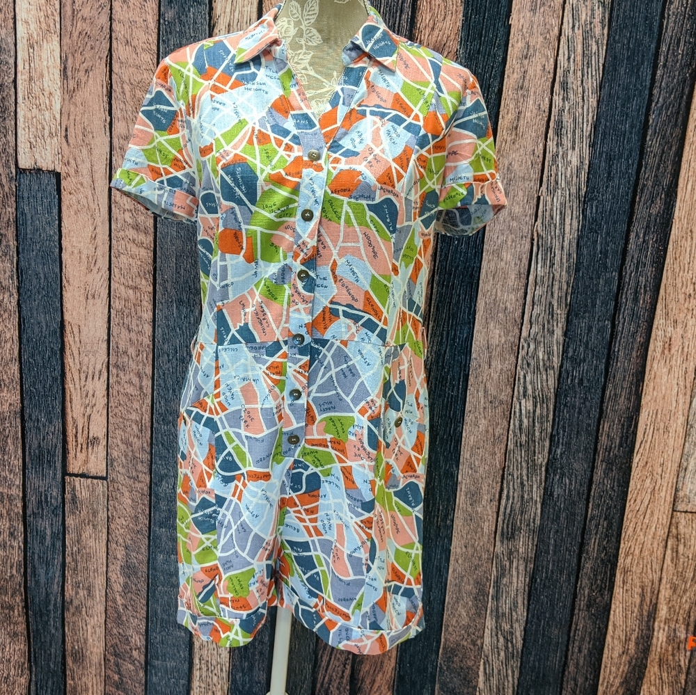 Modcloth Lighthearted Cartographer Romper - Picture 2 of 7